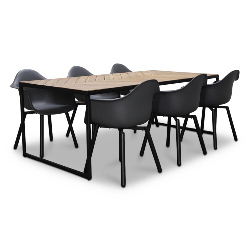 Kampa/Montreux dining tuinset 7-delig | hardhout + staal | 210cm