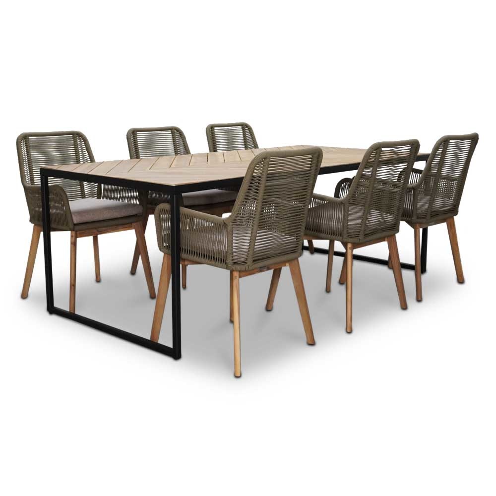 Kampa/Padua dining tuinset 7-delig | hardhout + staal | 210cm