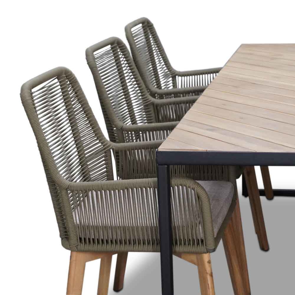 Kampa/Padua dining tuinset 7-delig | hardhout + staal | 210cm