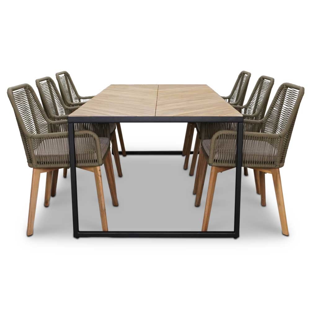 Kampa/Padua dining tuinset 7-delig | hardhout + staal | 210cm