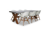 Norwich/Karlstad wit dining tuinset | 6 personen | betonlook + kunststof | 250cm