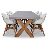Norwich/Karlstad wit dining tuinset | 6 personen | betonlook + kunststof | 250cm