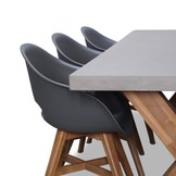 Norwich/Karlstad antraciet dining tuinset | 6 personen | betonlook + hardhout | 250cm