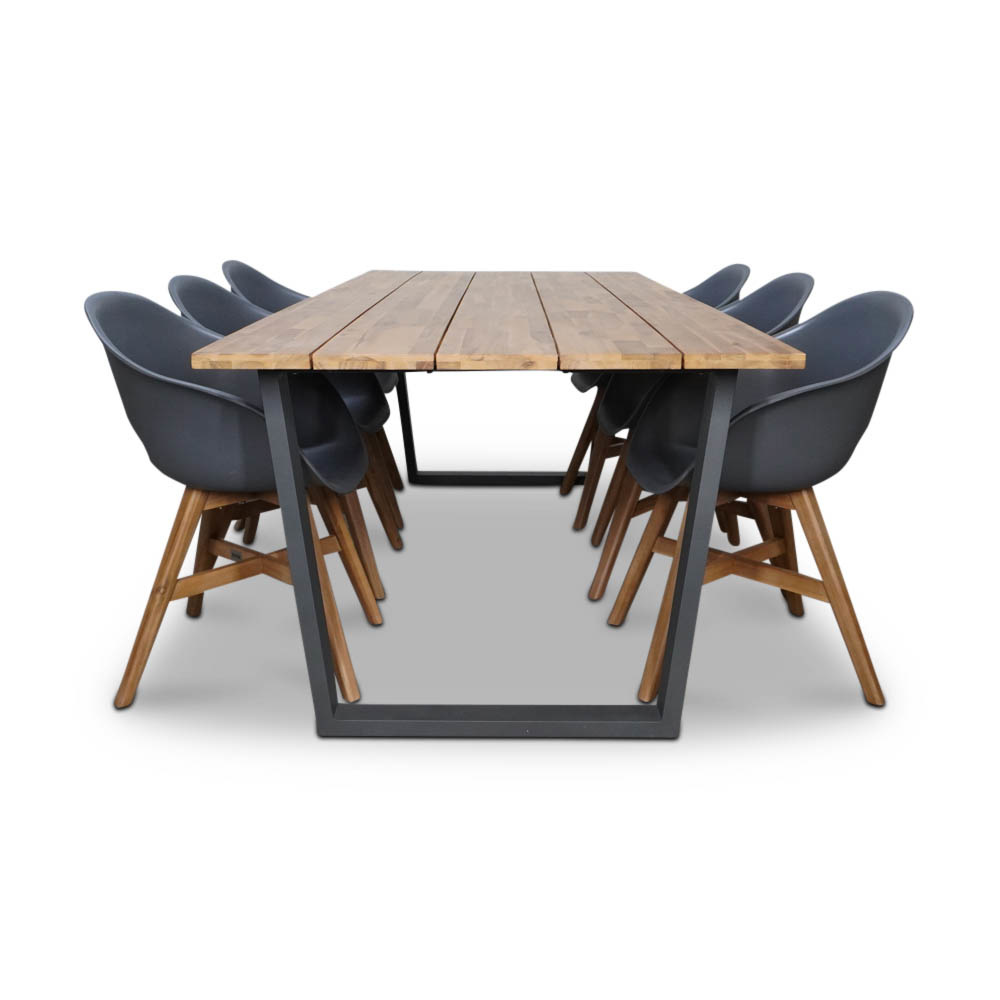 Sunbury/Karlstad antraciet dining tuinset 7-delig | hardhout + aluminium | 240cm
