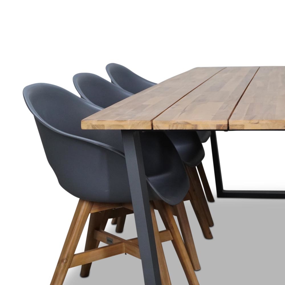 Sunbury/Karlstad antraciet dining tuinset 7-delig | hardhout + aluminium | 240cm