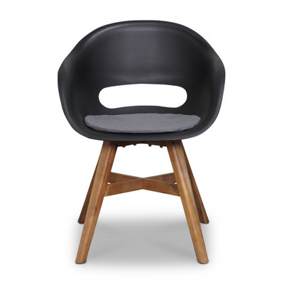 Karlstad dining tuinstoel met kussen | kunststof + hardhout | zwart