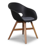 Karlstad dining tuinstoel met kussen | kunststof + hardhout | zwart