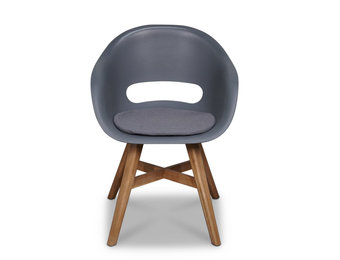 Karlstad dining tuinstoel met kussen | kunststof + hardhout | antraciet