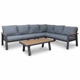 Lola hoek loungeset L-vorm 6 personen | aluminium + polywood | antraciet | 5-delig - 288x220cm