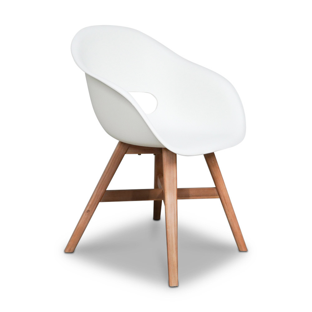 Karlstad dining tuinstoel met kussen | kunststof + hardhout | wit