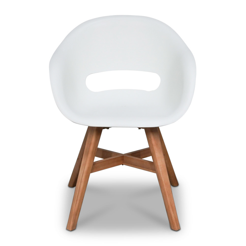 Karlstad dining tuinstoel met kussen | kunststof + hardhout | wit