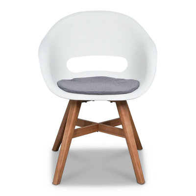 Karlstad dining tuinstoel met kussen | kunststof + hardhout | wit