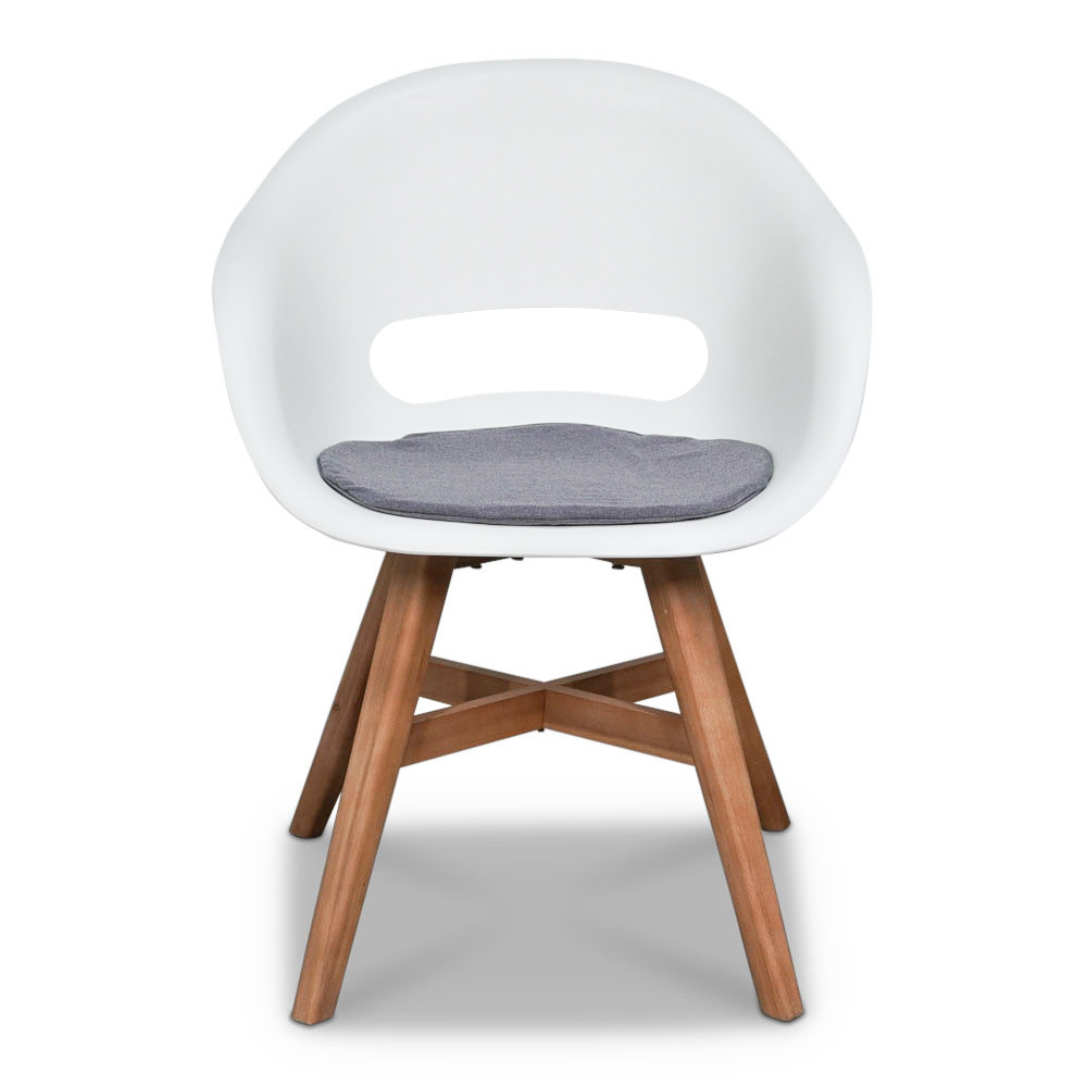 Karlstad dining tuinstoel met kussen | kunststof + hardhout | wit