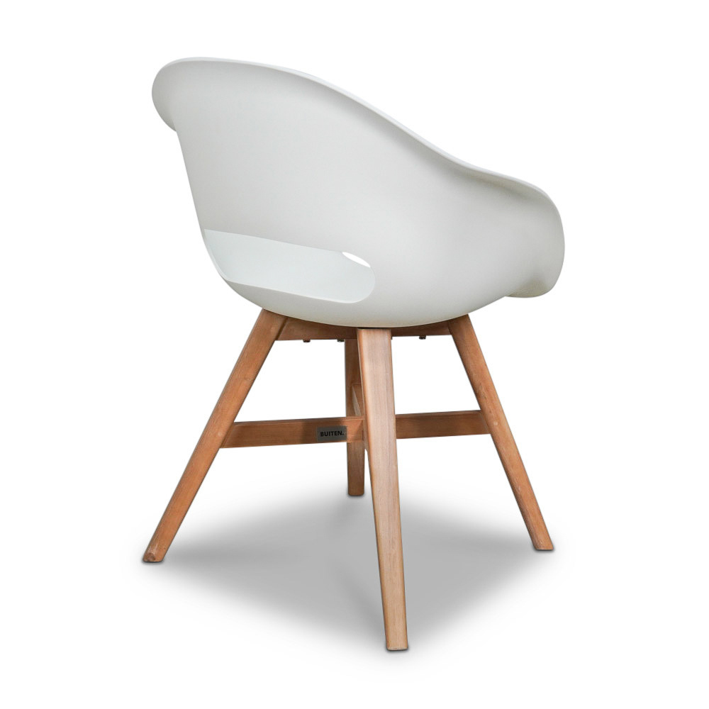 Karlstad dining tuinstoel met kussen | kunststof + hardhout | wit