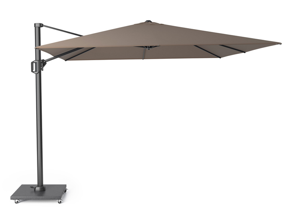 Challenger T¹ zweefparasol - premium doek | 350x350cm met Modena parasolvoet 120kg | Havanna