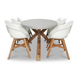 Livorno/Karlstad wit dining tuinset | 6 personen | betonlook + kunststof | 240cm