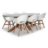Livorno/Karlstad wit dining tuinset | 6 personen | betonlook + kunststof | 240cm