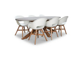 Livorno/Karlstad wit dining tuinset | 6 personen | betonlook + kunststof | 240cm