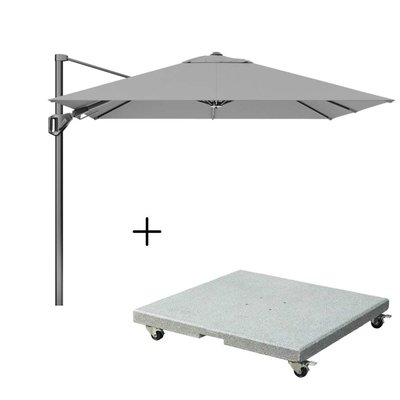 Voyager T² zweefparasol | 270x270cm met Salerno parasolvoet 90kg | Light Grey