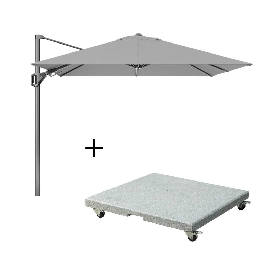 Voyager T² zweefparasol | 270x270cm met Salerno parasolvoet 90kg | Light Grey afbeelding