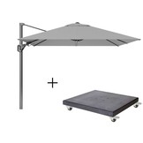 Voyager T² zweefparasol | 270x270cm met Modena parasolvoet 90kg | Light Grey