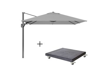 Voyager T² zweefparasol | 270x270cm met Modena parasolvoet 90kg | Light Grey