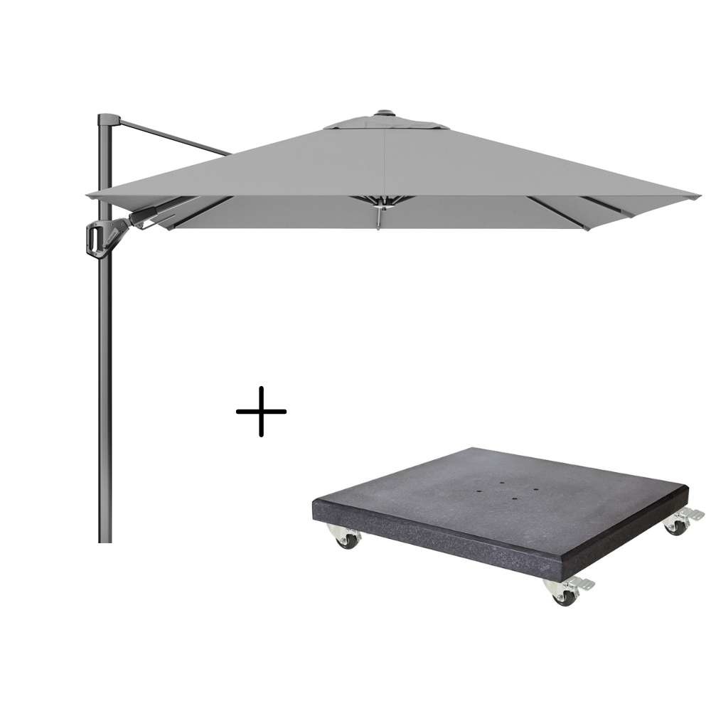 Voyager T² zweefparasol | 270x270cm met Modena parasolvoet 90kg | Light Grey afbeelding