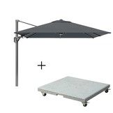 Voyager T² zweefparasol | 270x270cm met Salerno parasolvoet 90kg | antraciet