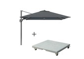 Voyager T² zweefparasol | 270x270cm met Salerno parasolvoet 90kg | antraciet
