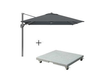 Voyager T² zweefparasol | 270x270cm met Salerno parasolvoet 90kg | antraciet