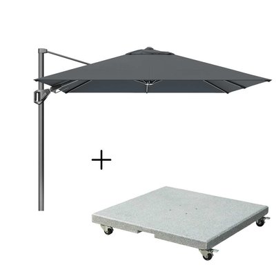 Voyager T² zweefparasol | 270x270cm met Salerno parasolvoet 90kg | antraciet