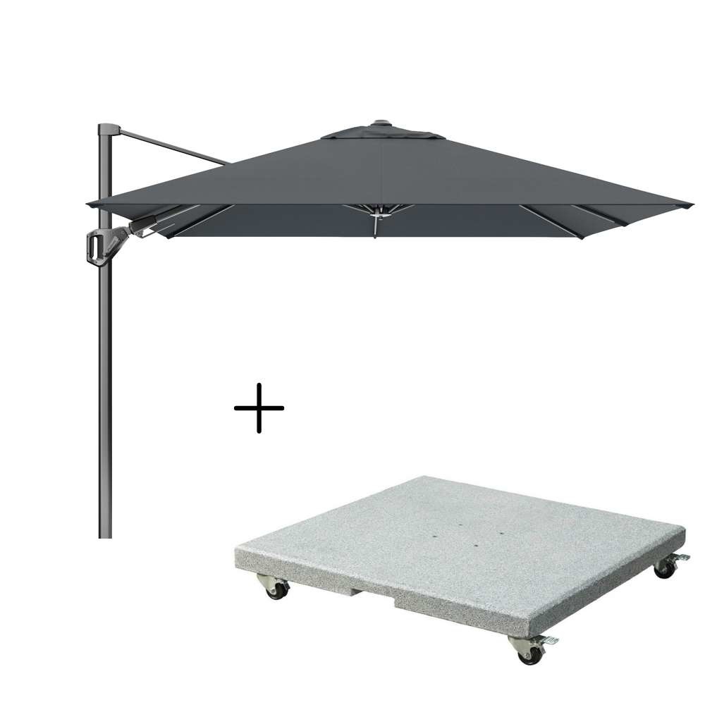 Voyager T² zweefparasol 270x270cm | antraciet + Premium Salerno parasolvoet 90kg