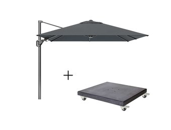 Voyager T² zweefparasol | 270x270cm met Modena parasolvoet 90kg | antraciet