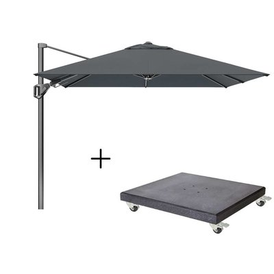 Voyager T² zweefparasol | 270x270cm met Modena parasolvoet 90kg | antraciet