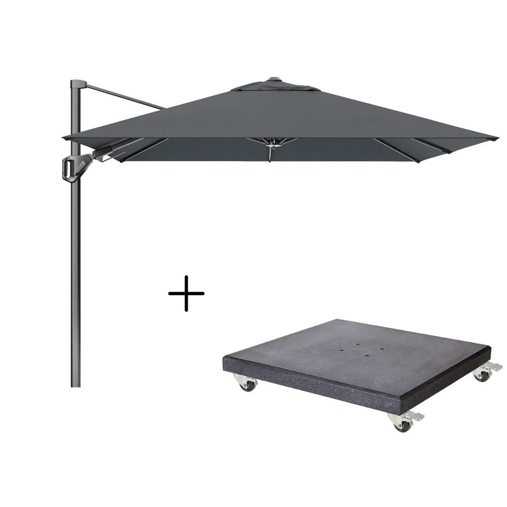 Voyager T² zweefparasol | 270x270cm met Modena parasolvoet 90kg | antraciet afbeelding
