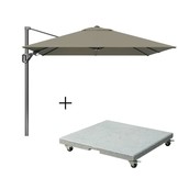 Voyager T² zweefparasol | 270x270cm met Salerno parasolvoet 90kg | taupe