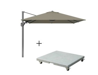Voyager T² zweefparasol | 270x270cm met Salerno parasolvoet 90kg | taupe
