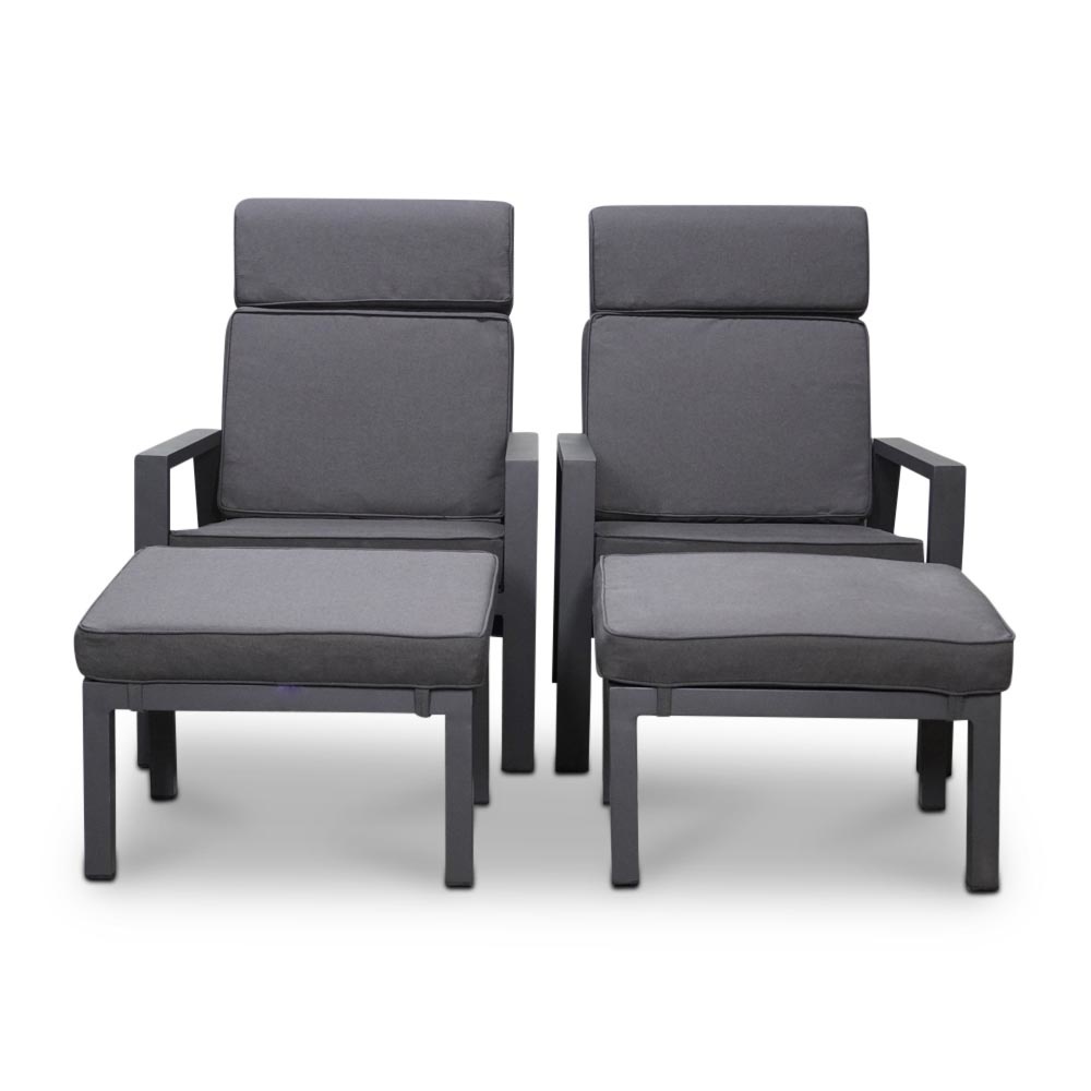 Palazzo lounge balkonset - verstelbaar 2 personen | aluminium | antraciet | 4-delig