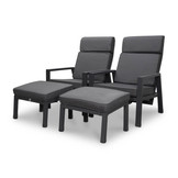 Palazzo lounge balkonset - verstelbaar 2 personen | aluminium | antraciet | 4-delig