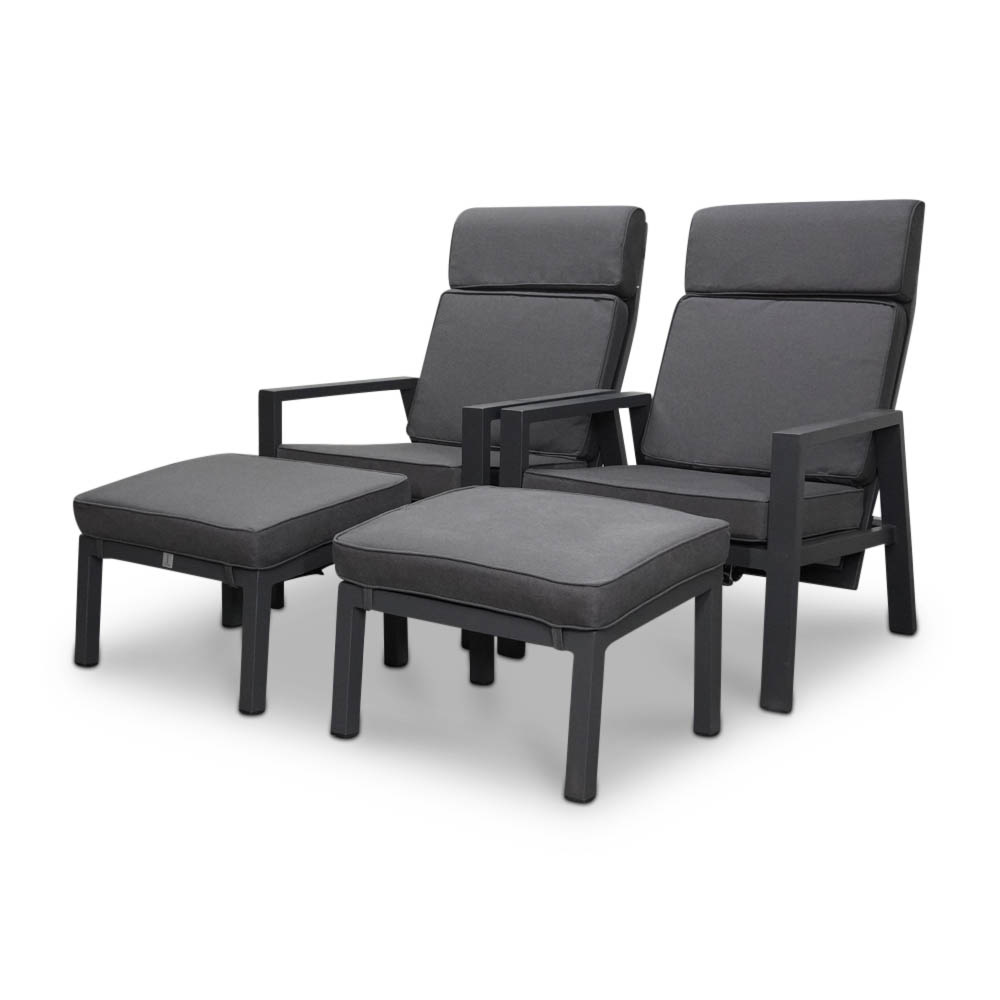 Palazzo lounge balkonset - verstelbaar 2 personen | aluminium | antraciet | 4-delig