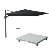 Challenger T² zweefparasol - premium doek | 300x300cm met Salerno parasolvoet 90kg | Faded Black