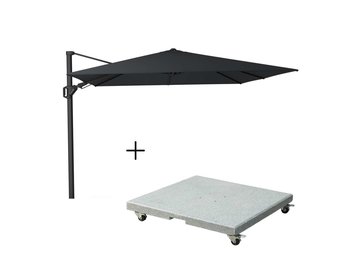 Challenger T² zweefparasol - premium doek | 300x300cm met Salerno parasolvoet 90kg | Faded Black