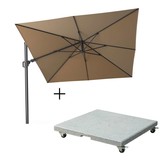 Challenger T² zweefparasol | 300x300cm met Salerno parasolvoet 90kg | taupe