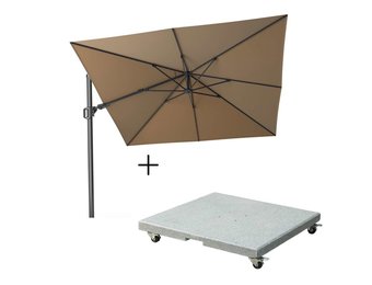 Challenger T² zweefparasol | 300x300cm met Salerno parasolvoet 90kg | taupe