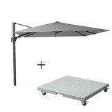 Challenger T² zweefparasol - premium doek | 300x300cm met Salerno parasolvoet 90kg | Manhattan