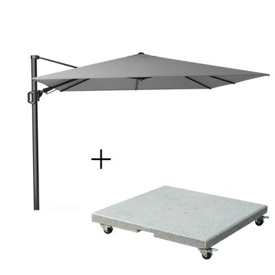 Challenger T² zweefparasol - premium doek | 300x300cm met Salerno parasolvoet 90kg | Manhattan