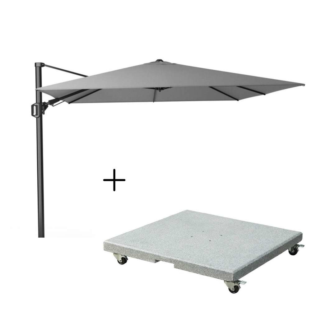 Challenger T² zweefparasol - premium doek | 300x300cm met Salerno parasolvoet 90kg | Manhattan