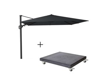 Challenger T² zweefparasol - premium doek | 300x300cm met Modena parasolvoet 90kg | Faded Black