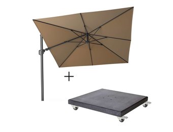 Challenger T² zweefparasol | 300x300cm met Modena parasolvoet 90kg | taupe