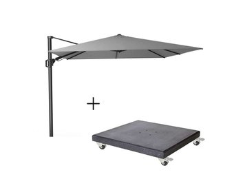 Challenger T² zweefparasol - premium doek | 300x300cm met Modena parasolvoet 90kg | Manhattan
